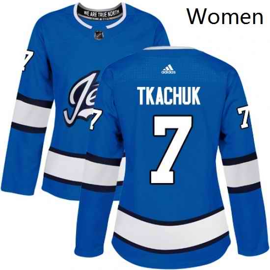 Womens Adidas Winnipeg Jets 7 Keith Tkachuk Authentic Blue Alternate NHL Jersey
